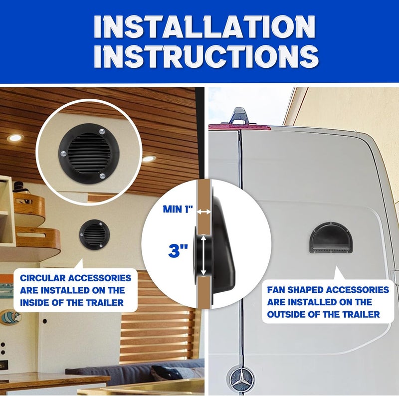 Lonffery Trailer Vent - RV Vent Covers for Trailer - RV ATV Cycle Truck Cargo Work Trailer Side Air Vents - Image 5